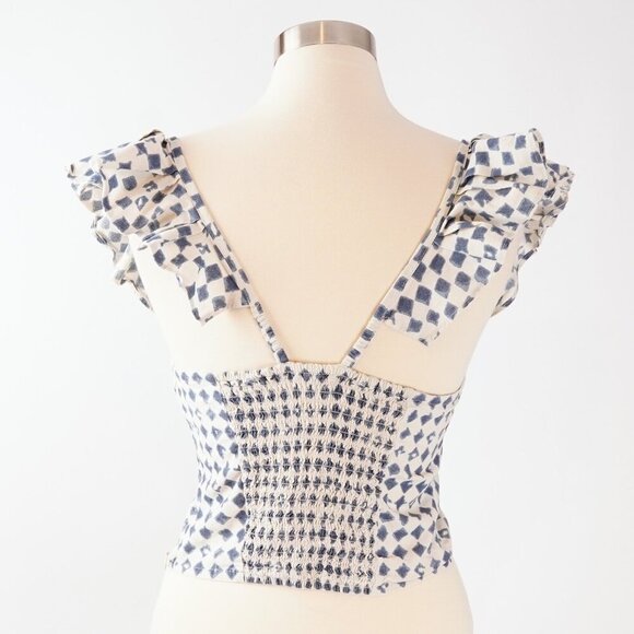 Madewell Shibori-Print V-Back Cotton Top - Size 4 - Picture 3 of 6